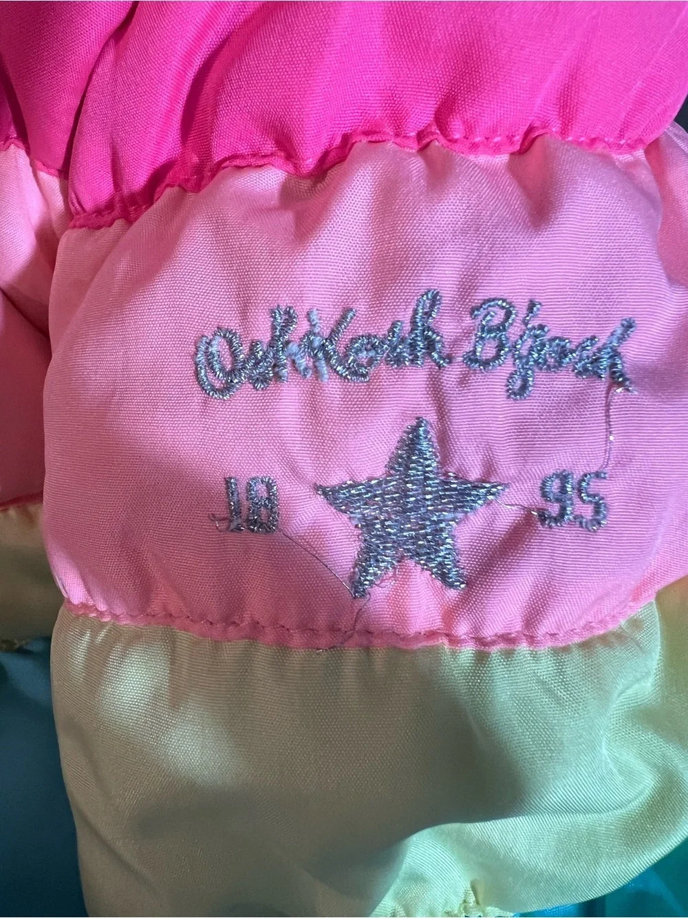 OshKosh B'gosh Rainbow Puffer Jacket - Hot Pink, Coral, Yellow, Teal, Blue